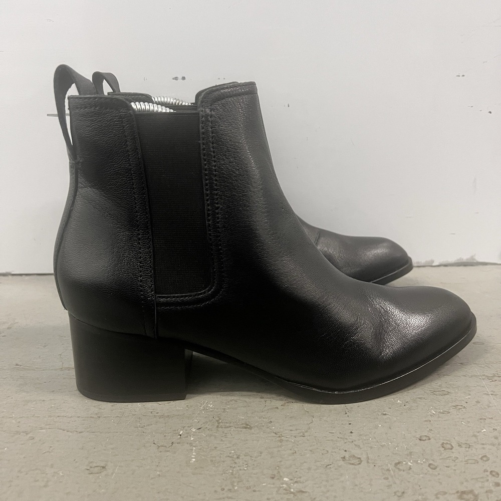 Rag & Bone Womens Black Leather Chelsea Ankle Boots‎ Size 38.5 (US 8) Block Heel